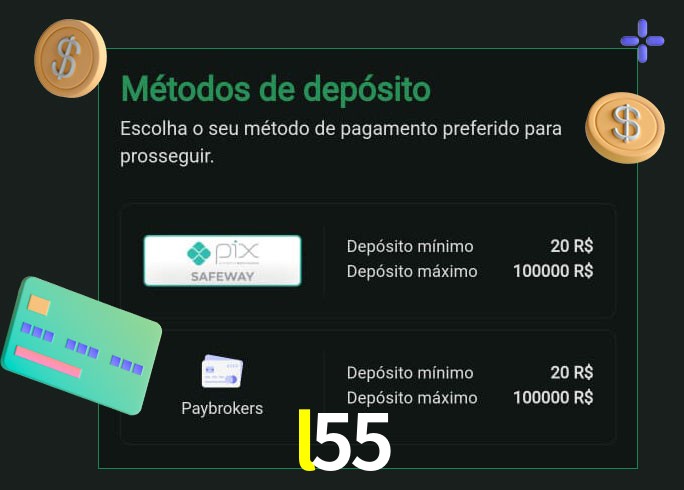 O cassino l55 oferece uma grande variedade de métodos de pagamento